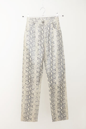 Vintage beige leren broek met slangenprint Pellessimo Paris