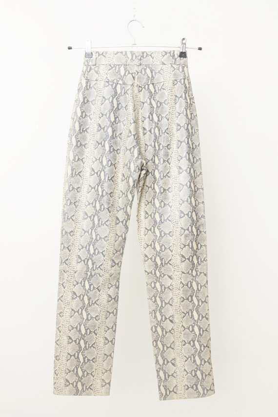 Vintage beige leren broek met slangenprint Pellessimo Paris