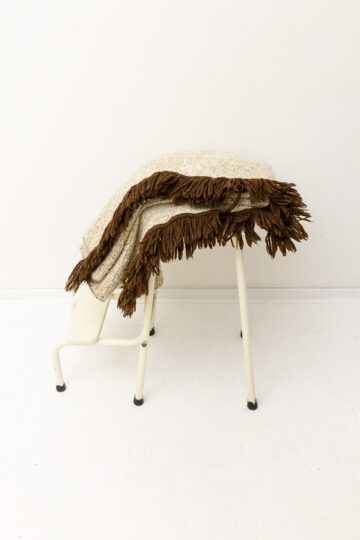 Vintage beige sprei/deken met bruine franjes jaren 70