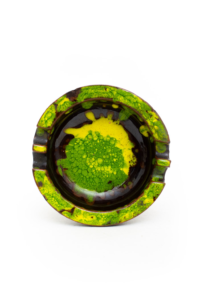 Vintage ronde asbak van keramiek