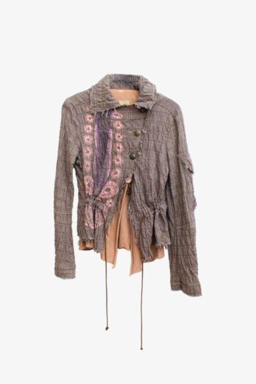 Vintage bruin roze The People of the Labyrinths vest met rits