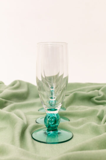 Vintage champagneglazen met turkooizen voet - set van 5