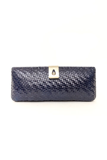 Vintage donkerblauwe clutch met geweven textuur Monella
