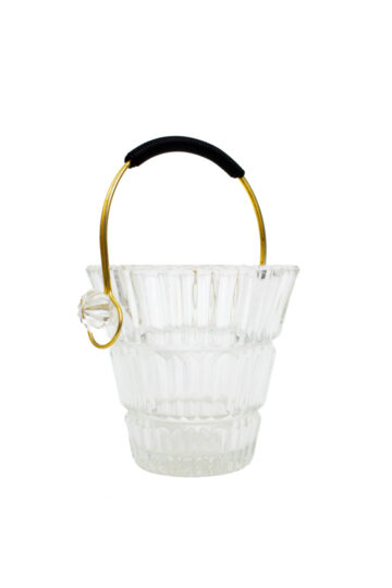 Vintage facetglazen ijsemmer met messing hengsel