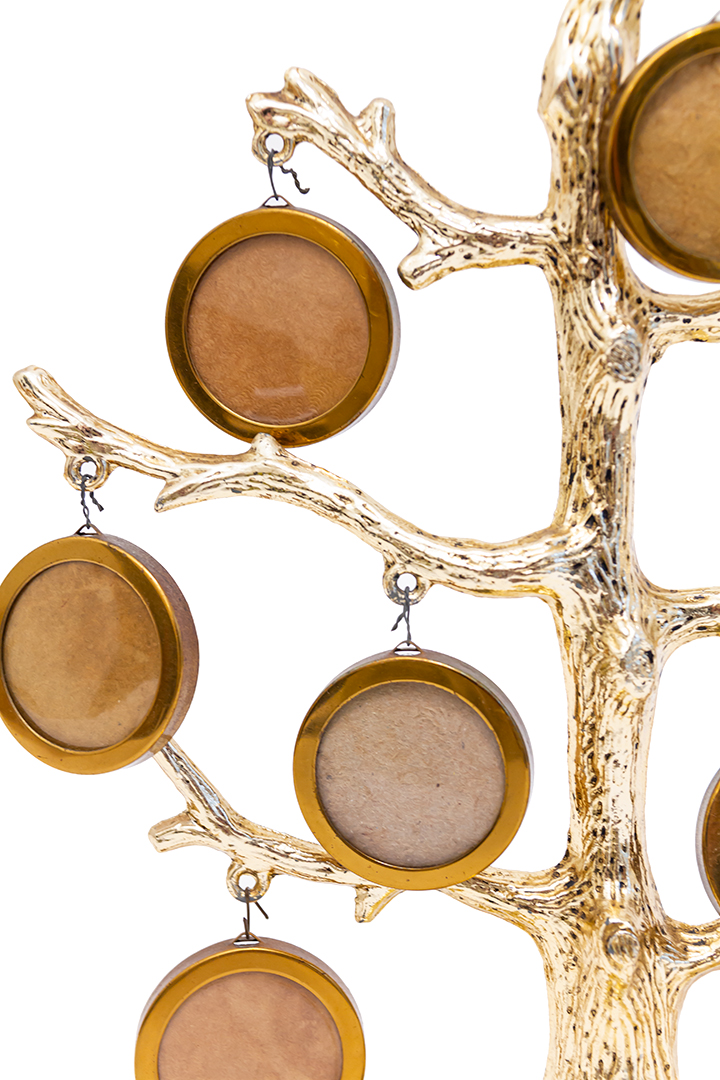 Vintage fotolijst stamboom van goudkleurig metaal