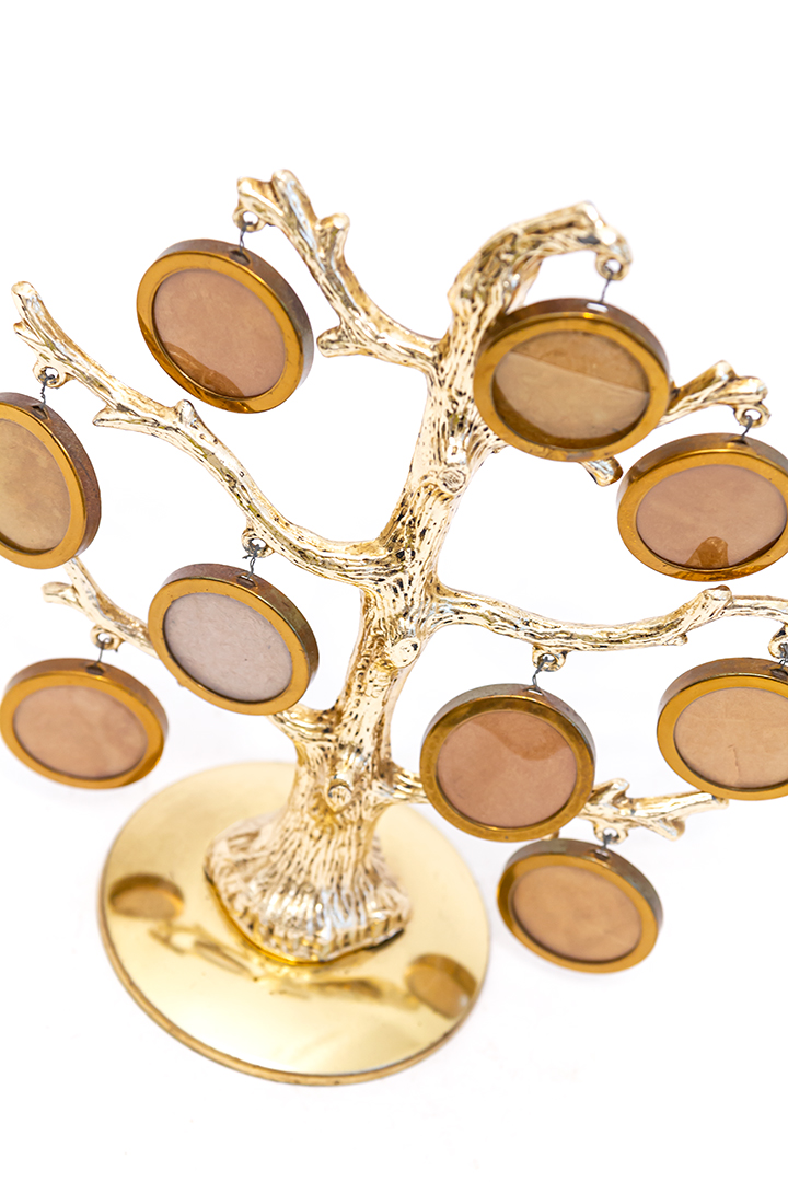 Vintage fotolijst stamboom van goudkleurig metaal