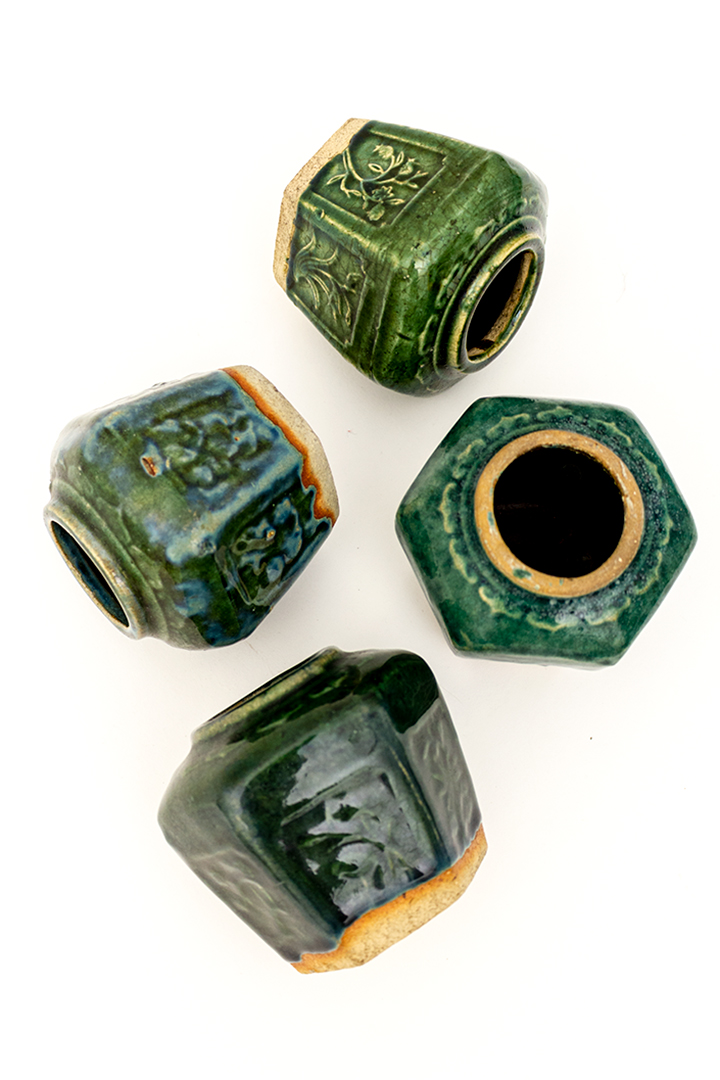 Vintage gemberpotje groen geglazuurd keramiek