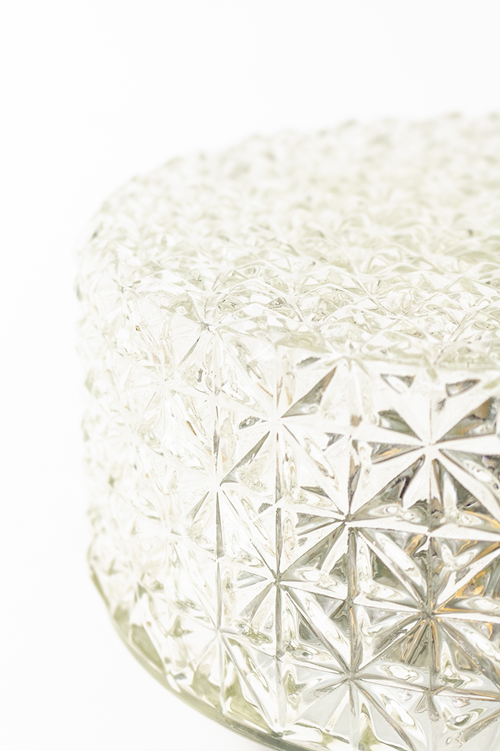 Vintage geometrische plafonnière van glas jaren 60/70