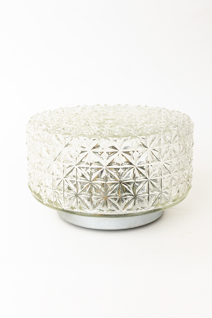 Vintage geometrische plafonnière van glas jaren 60/70