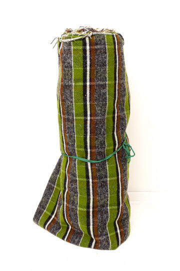 Vintage geruite wollen stof op rol groen/bruin/grijs - 6 meter