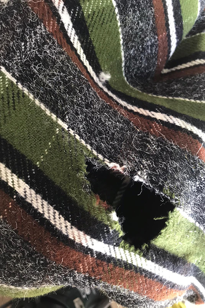 Vintage geruite wollen stof op rol groen/bruin/grijs - 6 meter