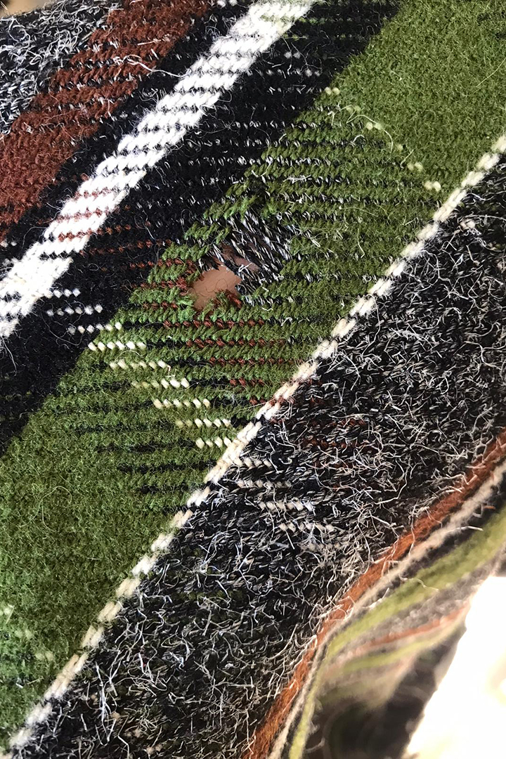 Vintage geruite wollen stof op rol groen/bruin/grijs - 6 meter