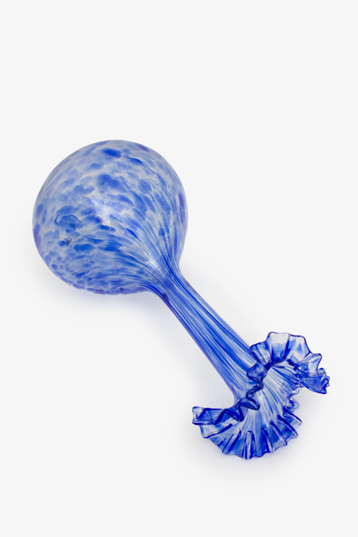 Vintage glazen korenblauw gevlekte vaas