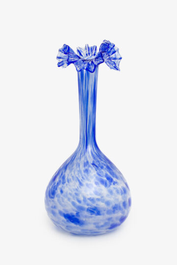 Vintage glazen korenblauw gevlekte vaas