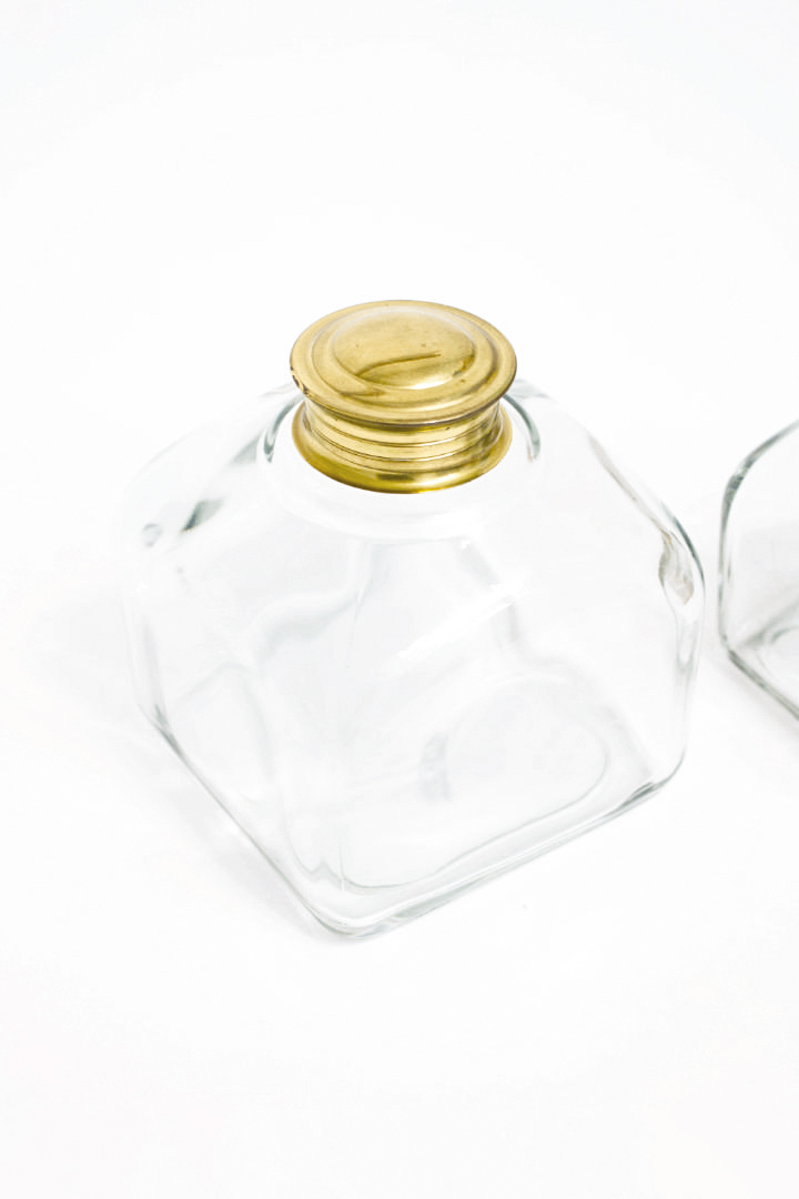 Vintage glazen potten met messing deksel Holmegaard Michael Bang