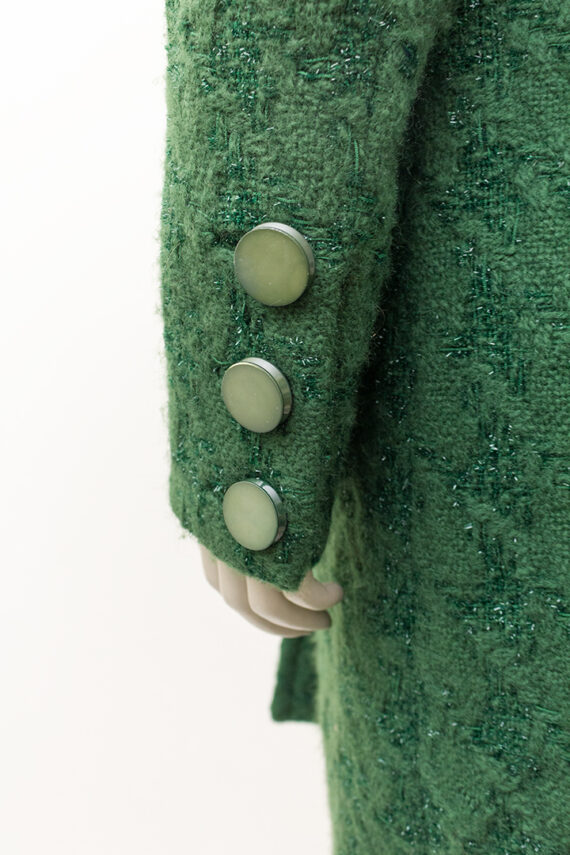 Vintage groene wollen jas met lurex garen Edgar Vos