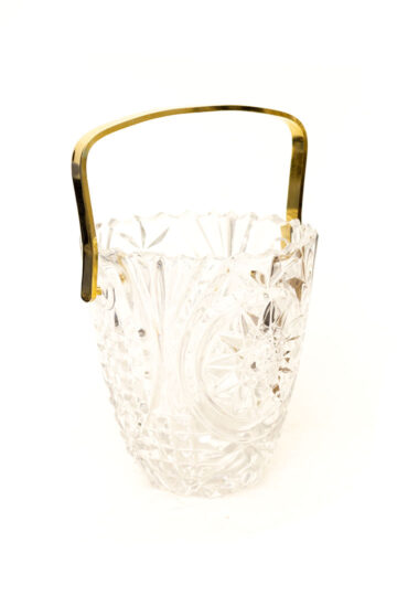 Vintage ijsemmer van glas met metalen hengsel