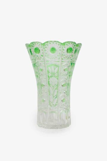 Vintage kristallen gefacetteerde vaas groen / transparant Masserberg Thuringen