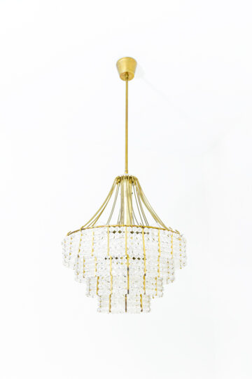 Vintage kroonluchter 4-laags messing met kristallen kralen