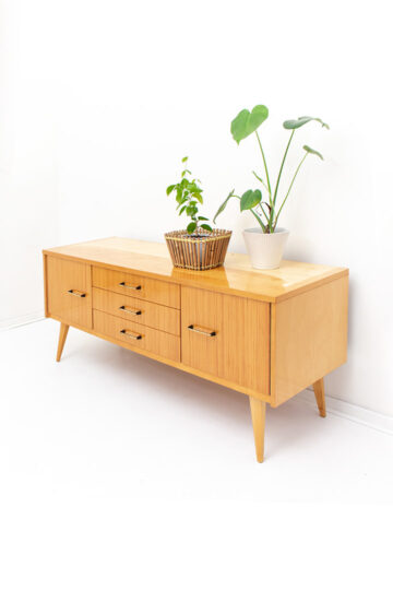 Vintage laag dressoir jaren 70 hoogglans hout