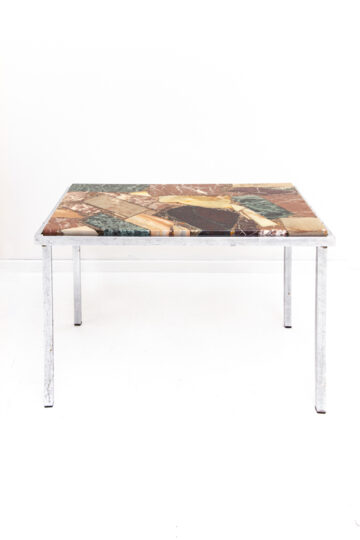 Vintage marmer mix bijzettafel met chromen pootjes