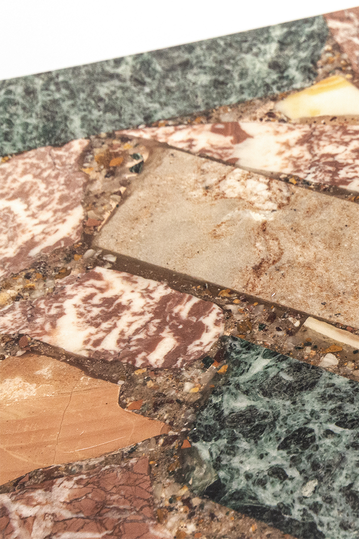 Vintage marmer mix bijzettafel met chromen pootjes