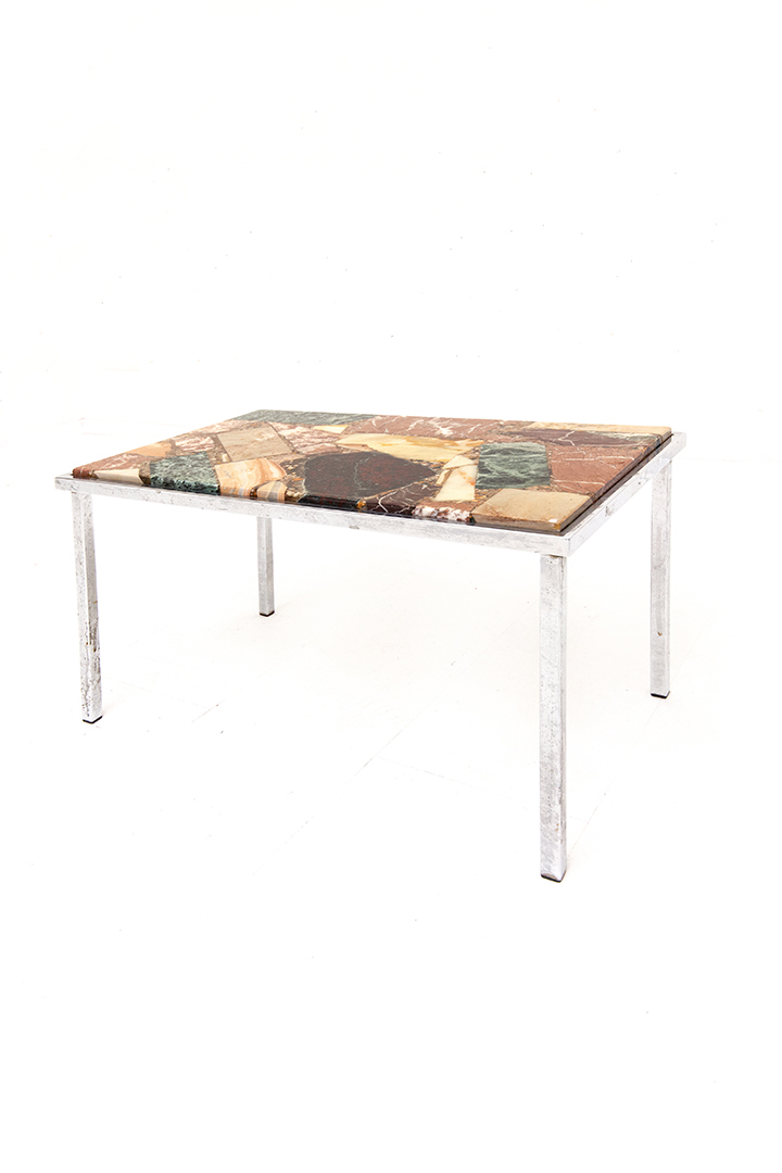 Vintage marmer mix bijzettafel met chromen pootjes
