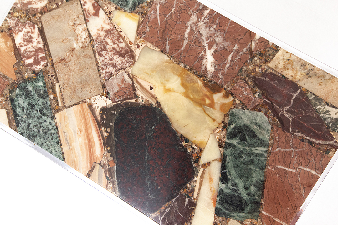 Vintage marmer mix bijzettafel met chromen pootjes