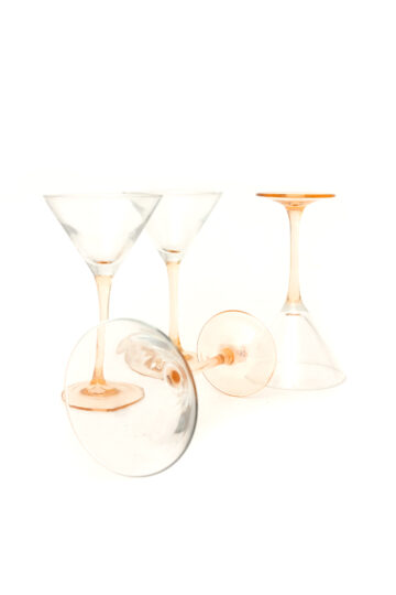 Vintage martini glazen met roze voet - set van 4