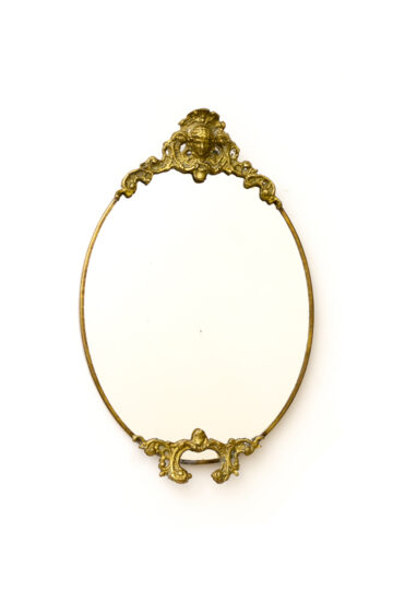 Vintage messing spiegel met decoratief hoofdje