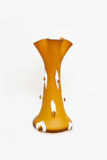 Vintage oranje glazen vaas Prokuplje Yugoslavija handgeblazen