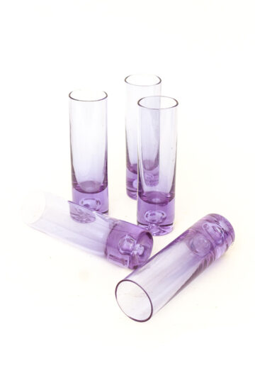 Vintage paarse longdrink/champagne glazen - set van 8