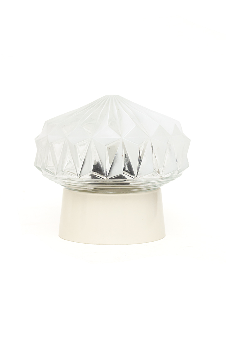 Vintage plafonnière glazen kap met facetten