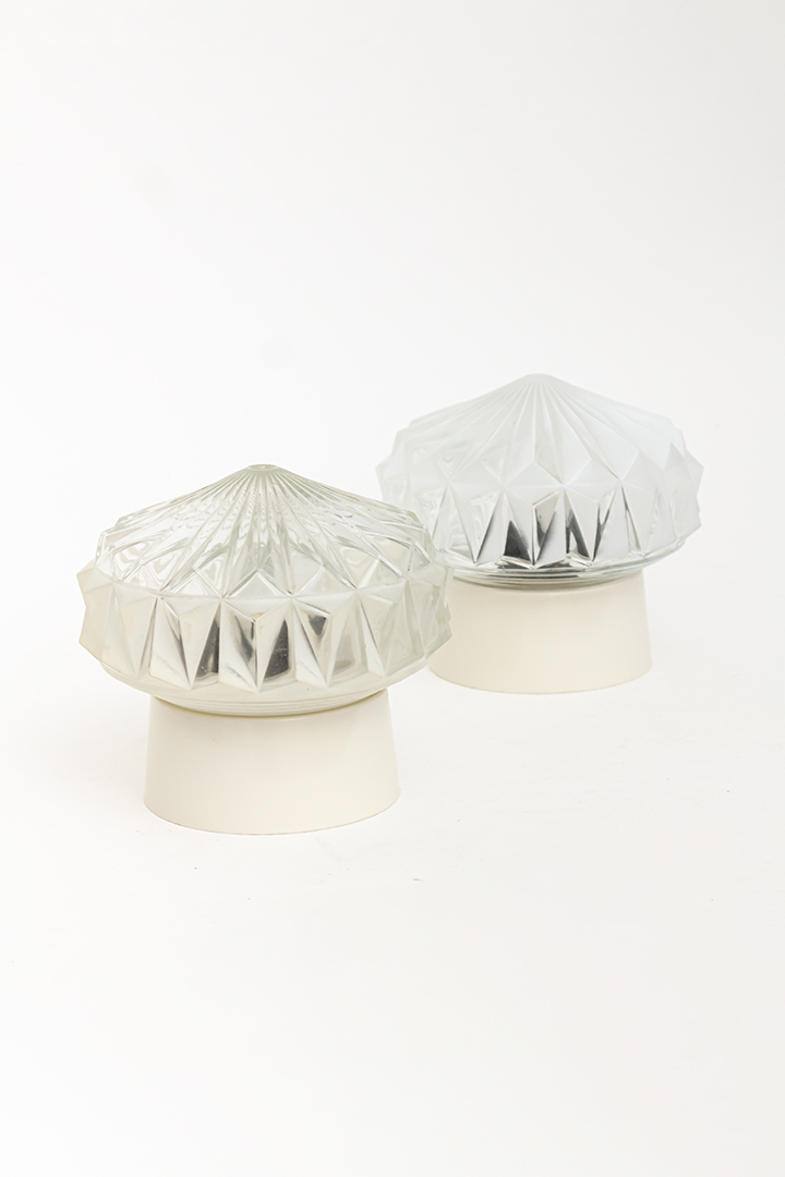 Vintage plafonnière glazen kap met facetten