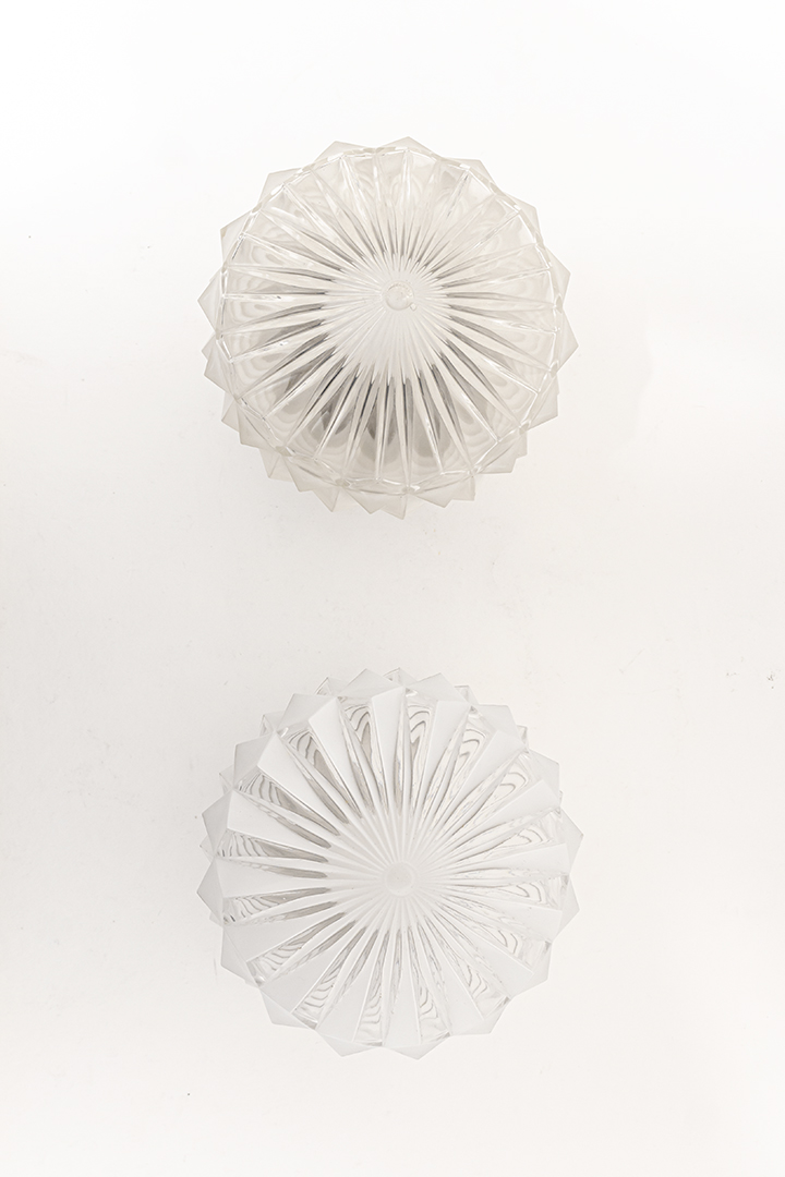 Vintage plafonnière glazen kap met facetten