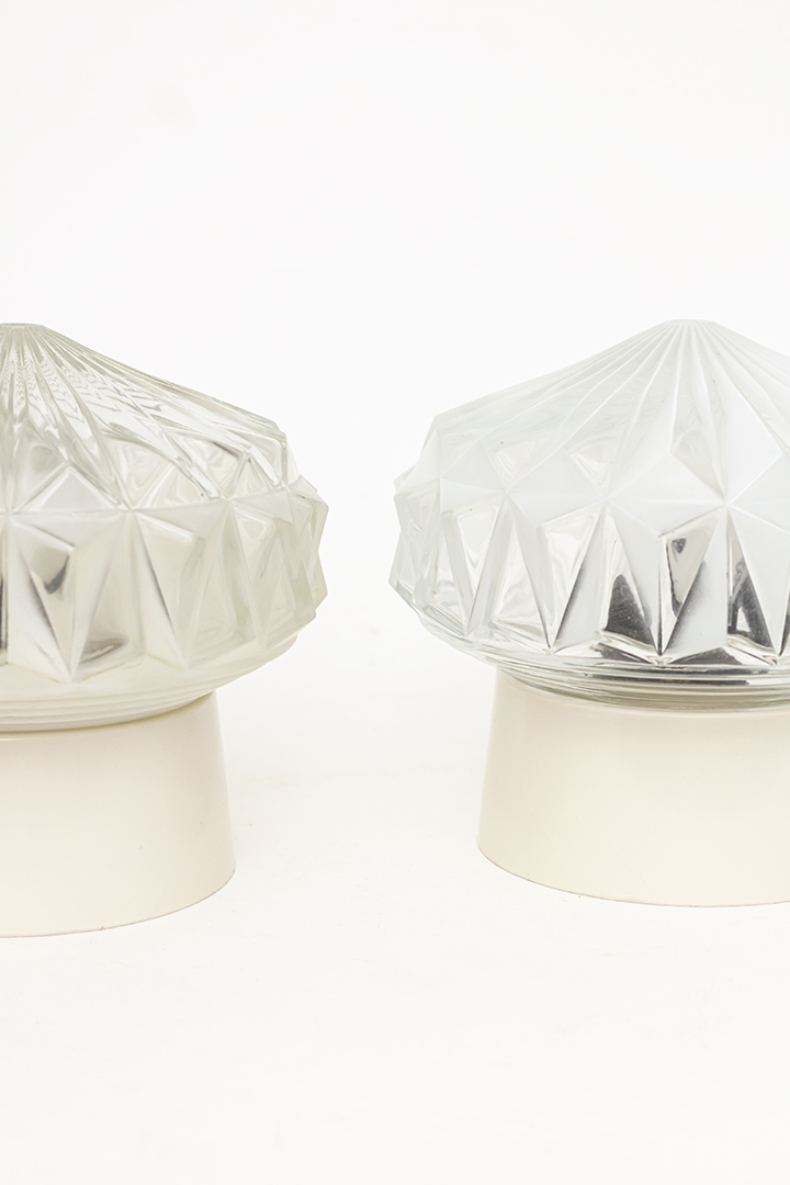 Vintage plafonnière glazen kap met facetten