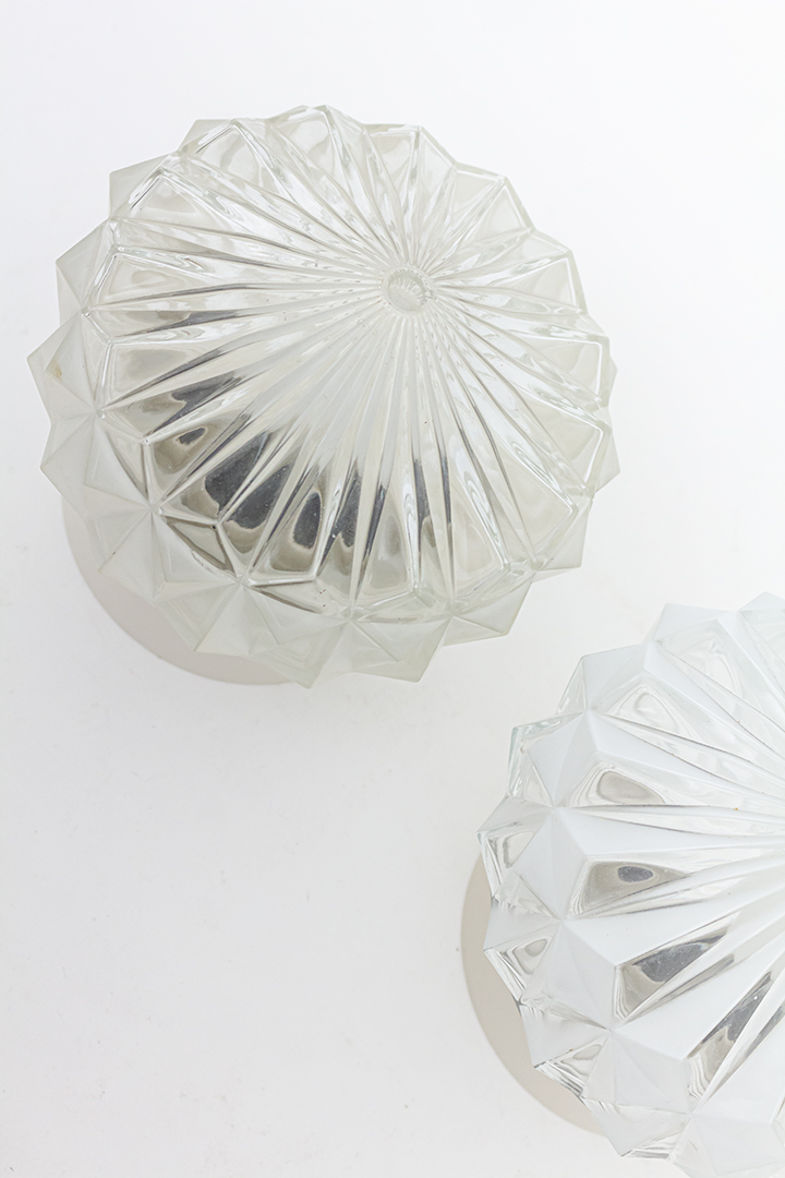 Vintage plafonnière glazen kap met facetten