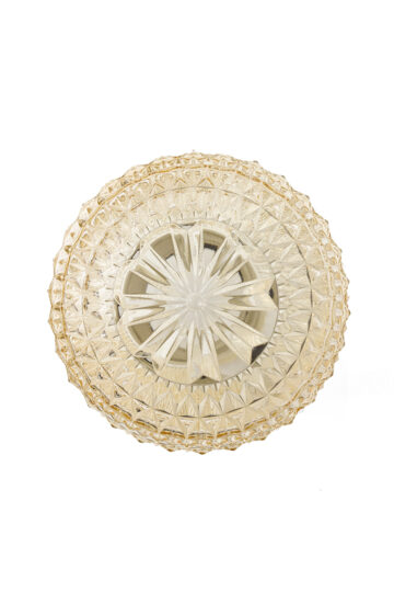 Vintage plafonnière met glazen gefacetteerde kap en kunststof voet