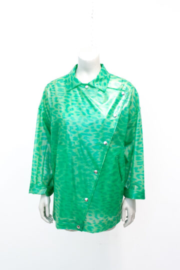 Vintage regenjas groen met panterprint Elisabeth de Senneville jaren 80