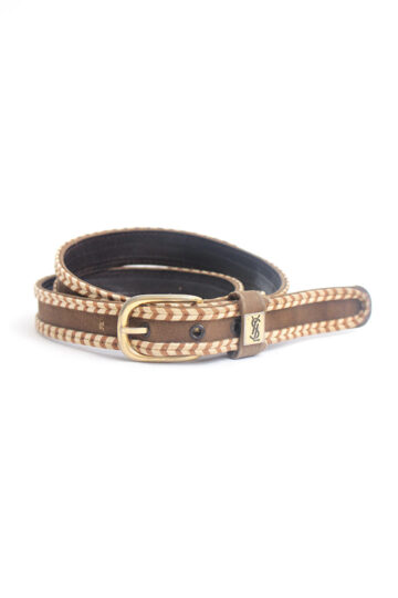 Vintage riem Yves Saint Laurent bruin en beige