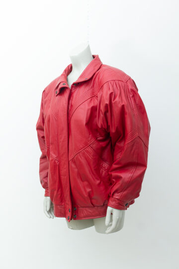 Vintage rode leren jas kort model