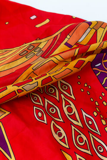 Vintage rode sjaal met abstracte print