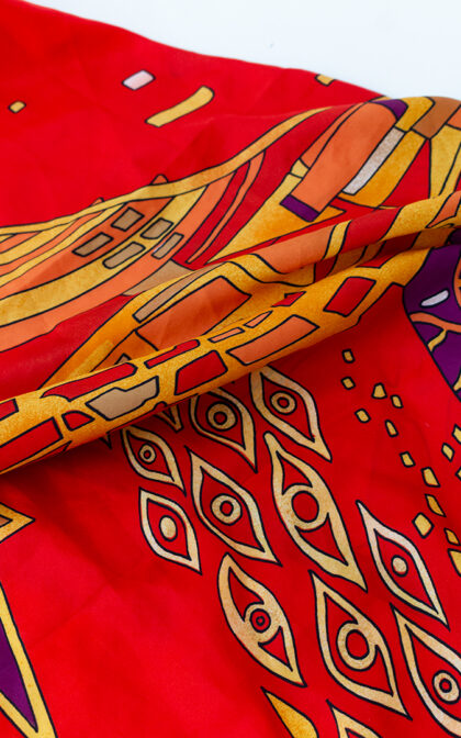 Vintage rode sjaal met abstracte print