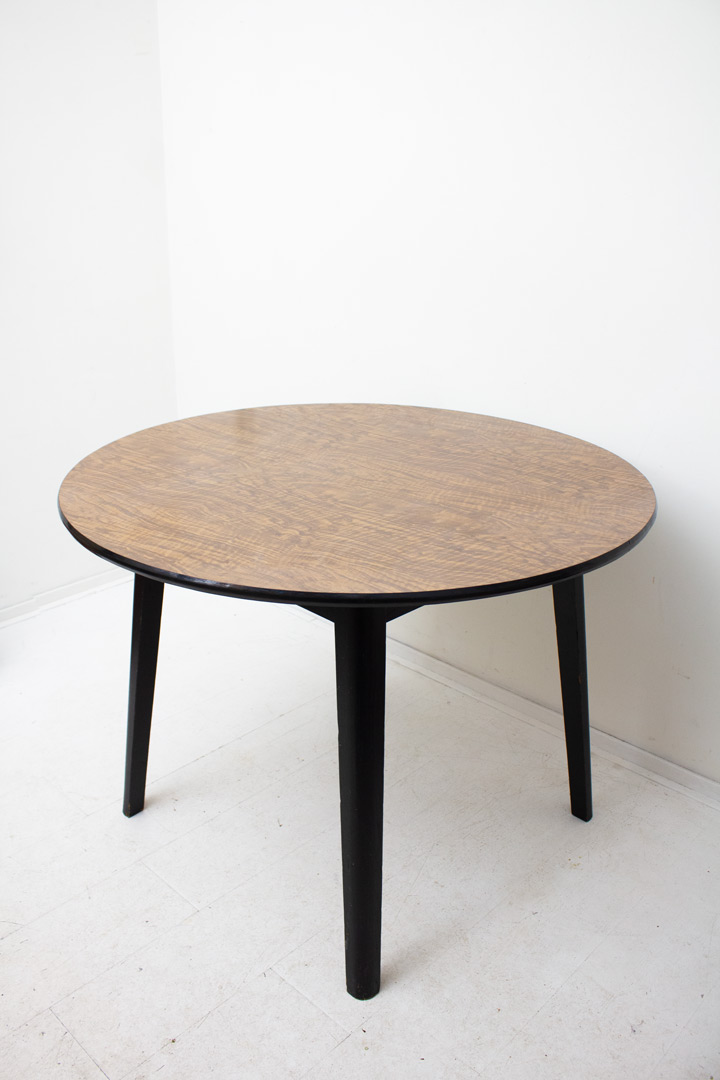 Vintage ronde houten eettafel