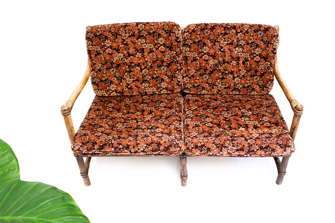 Vintage rotan bank uit de seventies