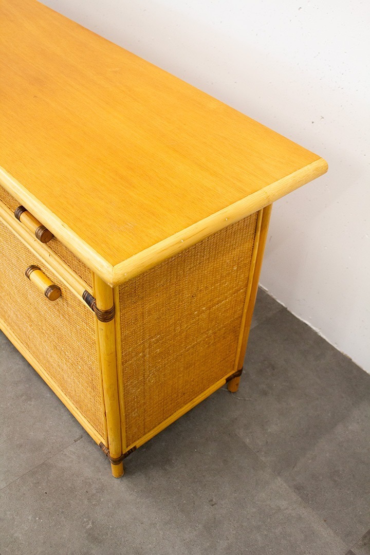 Vintage rotan bamboe sideboard