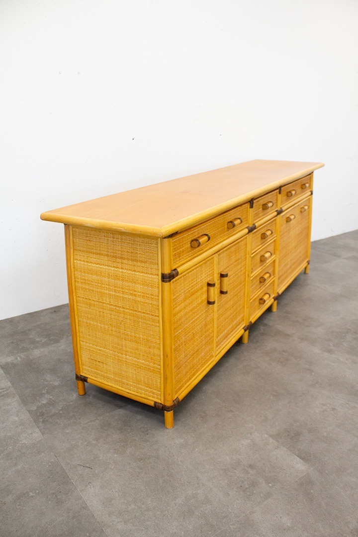 Vintage rotan bamboe sideboard