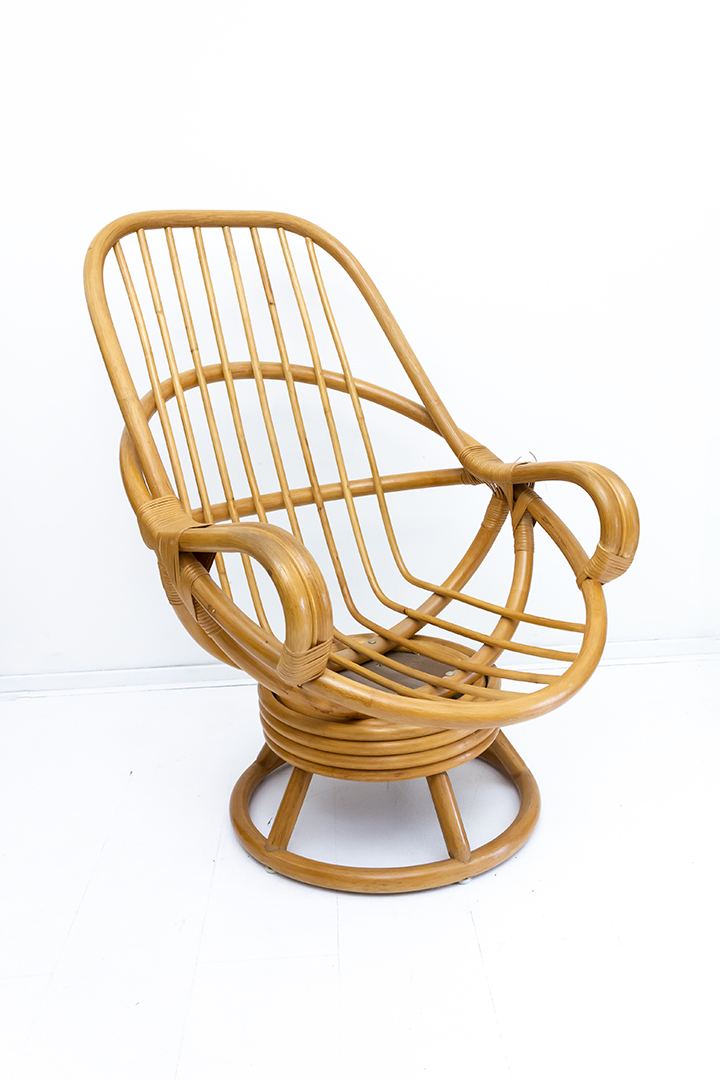 Vintage rotan fauteuil met kussen jaren - Froufrou's