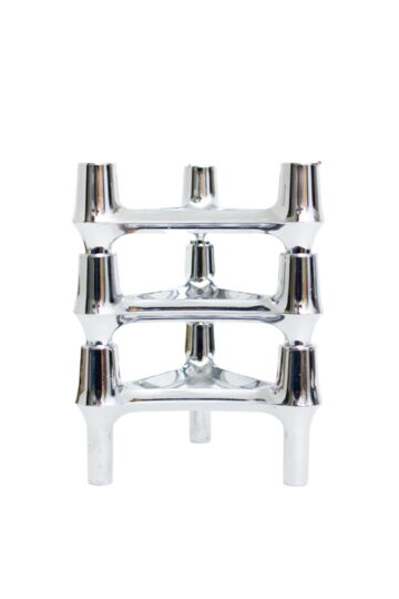 Vintage set van 3 chromen Fritz Nagel kandelaars door BMF