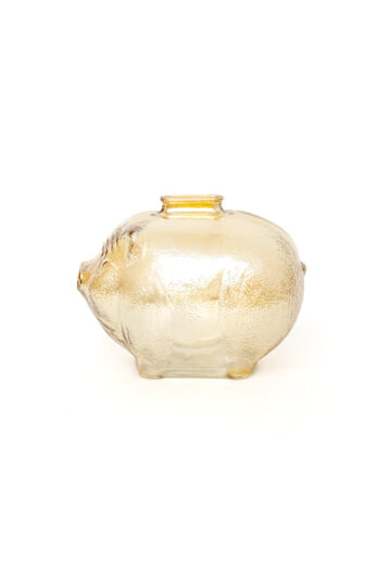 Vintage spaarvarken van bruin getint glas Anchor Hocking jaren 50